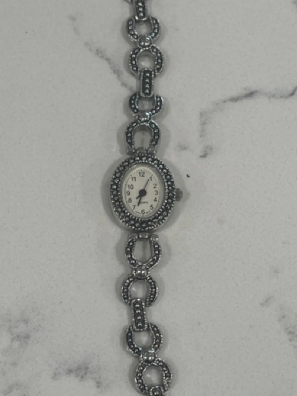 LA Express Silver-Tone Round Link Bracelet Watch
